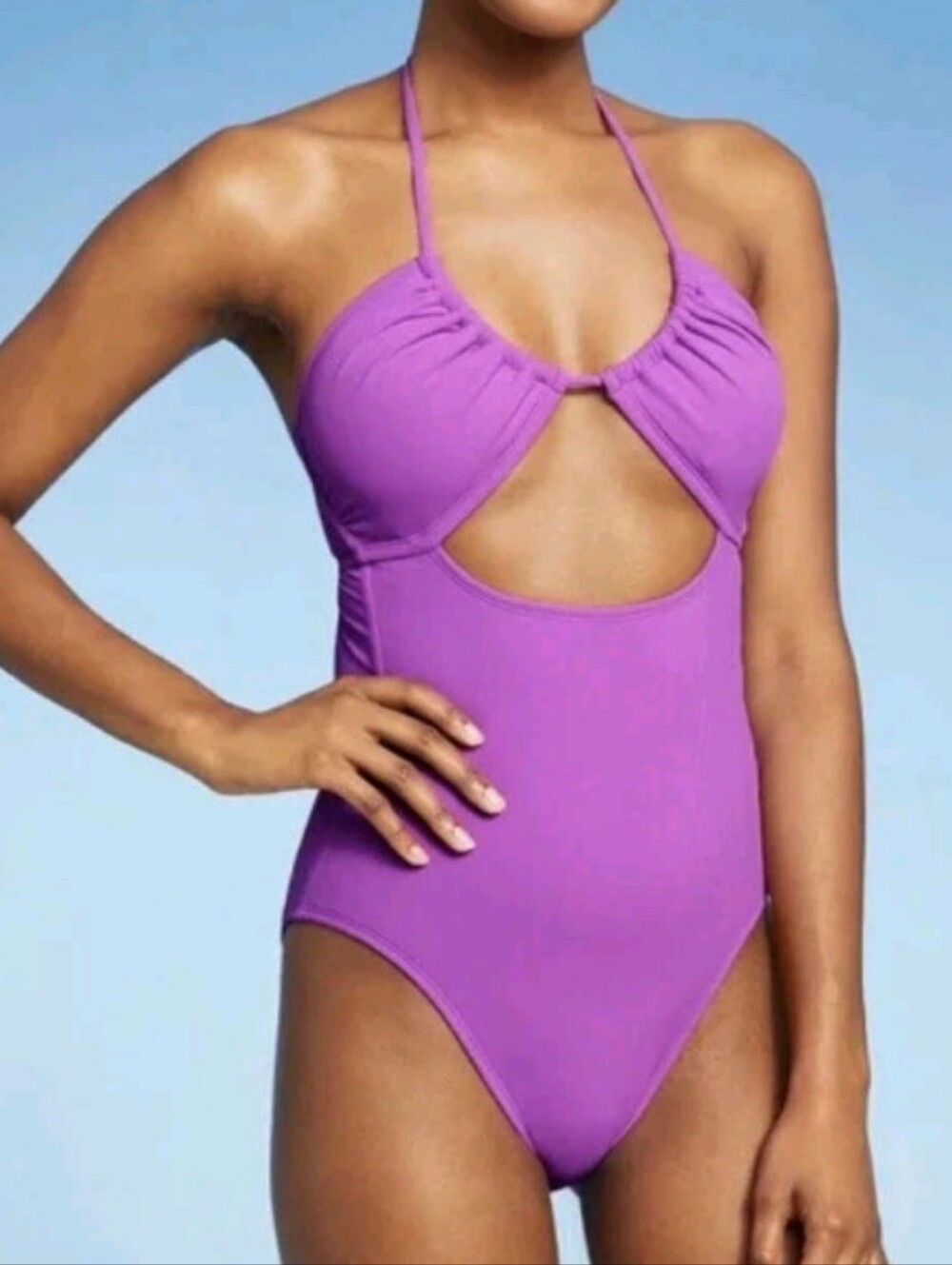 NEW Xhilaration Purple Ribbed Cutout Swimsuit - Size Small 0-2 Womens